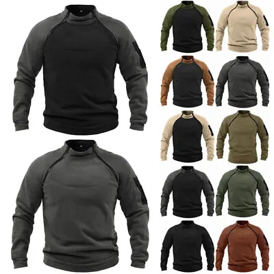 Buy Mens Fleece Thermal Sweatshirt Jumper Tops Tactical Military Combat Pullover Tee • 4.39£