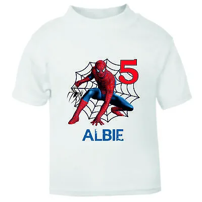 Buy Personalised Spiderman Birthday Kids T-Shirt SPIDER-MAN • 12.99£