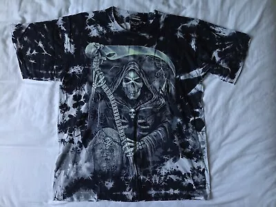 Buy The Grim Reaper Glow In The Dark Large T- Shirt Tshirt Tye Dye Skull Scythe • 15£
