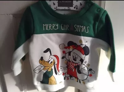 Buy Disney Baby Mickey Mouse Green & White Christmas Jumper Size 0-3 Months • 5£