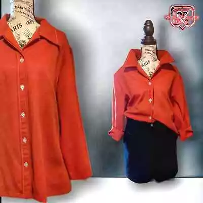 Buy Vintage 1960's Funky Mod Red Polyester Collared Shirt 2X • 38.61£