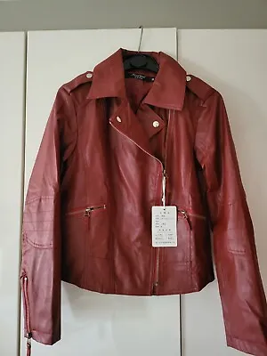 Buy Women's Red Faux Leather Jacket • 20£