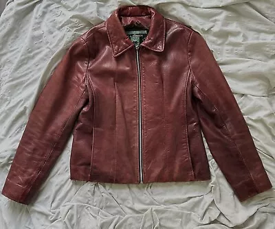 Buy Vintage Red/ Burgundy Leather Jacket | MADE IN ENGLAND L SIZE S/M  • 25£
