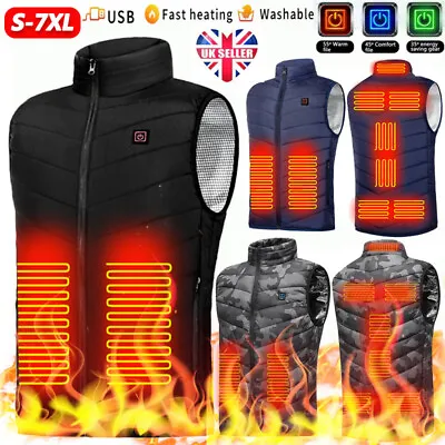 Buy Men USB Electric Heated Vest Jacket 9 Zone Warm Up Heating Pad Cloth Body Warmer • 20.49£
