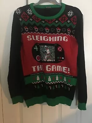 Buy Sleighing The Game- For Your Gamer Long Sleeve Christmas Sweater, Size XL • 22.72£