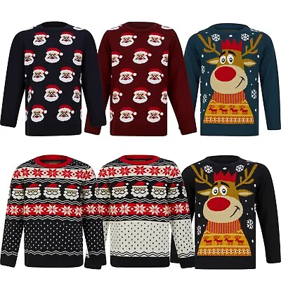 Buy Childrens Kids Christmas Jumper Santa Rudolph Fair Isle Xmas Sweater Top New • 12.95£