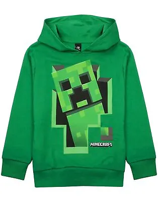 Buy Minecraft Creeper Inside Boys Green Hoodie Gamer Kids Hooded Sweater • 19.99£