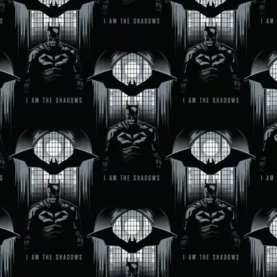 Buy 100% Cotton Fabric Camelot Batman I Am The Shadows Logo • 13£