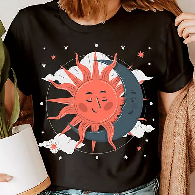 Buy Sun And Moon Faces Earth Nature Retro Vintage Womens T-Shirts Tee Top #ADUJ • 9.99£