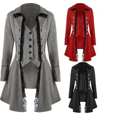Buy For Female For Woman Jacket Woman Coat Vintage Steampunk Long Trench Coats • 45.16£