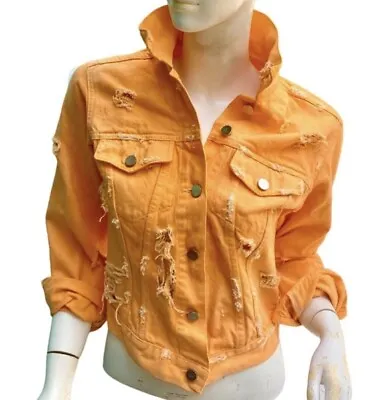 Buy Gucci Orange Distressed Destroyed Jean Denim Jacket ONE OF A KIND 42 US S • 354.37£