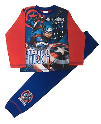 Buy Marvel Avengers CAPTAIN AMERICA Boys Pyjamas, Pj, Character Nightwear 4-10 Yrs • 7.45£