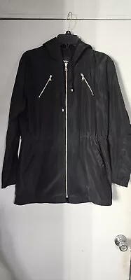 Buy Women's Express Black Zip Hooded Windbreaker Jacket Size Small • 5.51£
