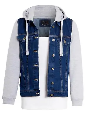Buy Womens Jersey Hood Denim Jacket Jean Jackets Size 16 8 10 12 14 Blue Indigo • 23.95£