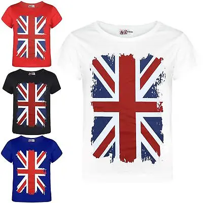 Buy Kids Girls Boys Soccer Team T Shirt Union Jack UK Flag & Plain PE School Shirts • 9.99£