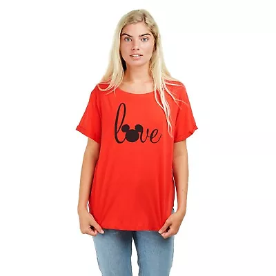 Buy Official Disney Ladies Love Mickey Mouse T-shirt Red S - XL • 10.49£