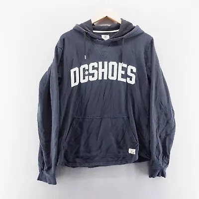 Buy DC Shoes Mens Hoodie Medium Blue Embroidered Spell Out Pullover Sweatshirt • 14.56£