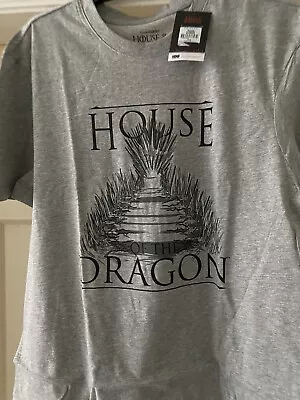 Buy Game Of Thrones   House Of Dragon Throne Large Grey Tee Shirt • 10£