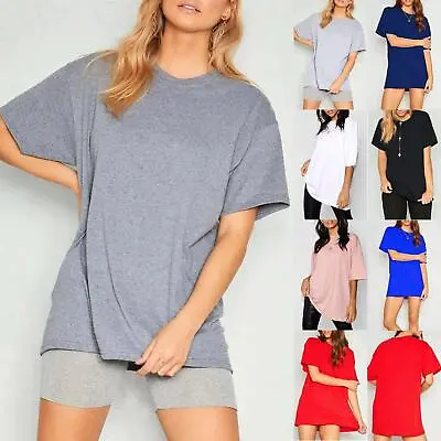 Buy Womens Plain Baggy Ladies Casual Oversized Short Sleeve Summer Basic T-shirts • 1.99£