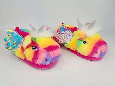 Buy Girls Youth Rainbow Winged Unicorn Slippers Soft Warm Fuzzy 5-6, 7-8 NEW • 11.04£