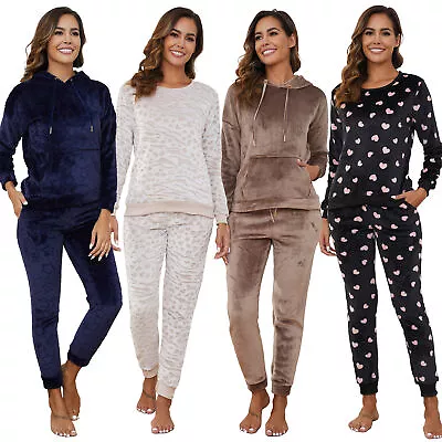 Buy Ladies Fleece Pyjamas Supersoft Heavy Fleece Cosy Set Long Sleeve Nightwear 8-22 • 18.99£
