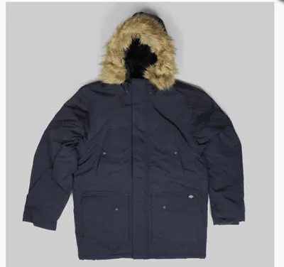 Buy Dickies Curtis Parka Mens Winter Jacket Dark Navy Size Large Rrp £119 • 44.99£