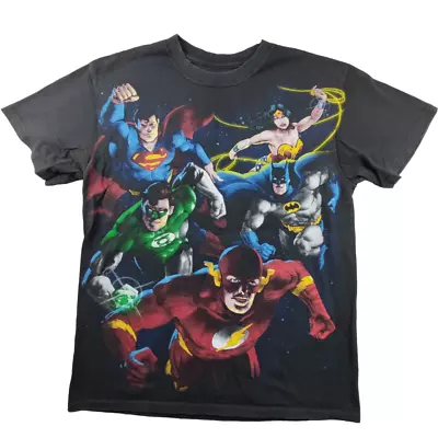 Buy Vintage DC Comics Justice League Graphic Tee Size M Black Short Sleeve Mens • 17.59£