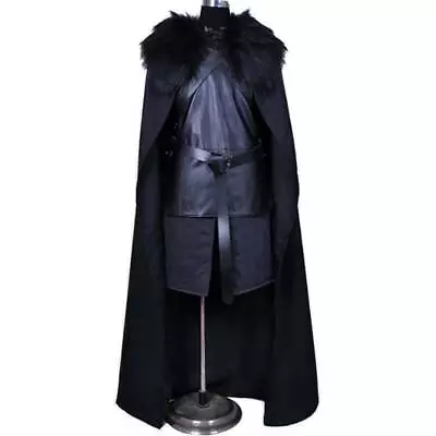 Buy Men Game Of Thrones Night's Watch Jon Snow Cosplay Costume Halloween Outfit Set • 50.51£