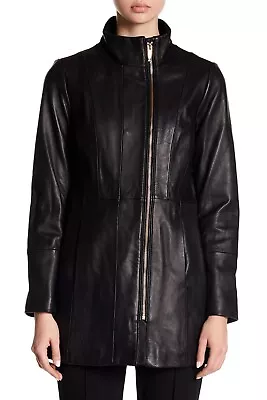 Buy Cole Haan Black Genuine Leather Jacket Zip Car Coat Collared M;NWT599 • 144.10£