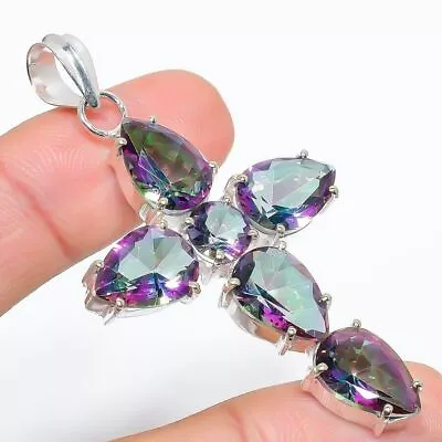 Buy Mystic Topaz Gemstone Handmade 925 Sterling Silver Jewelry Pendant Size 2.5  • 11.39£