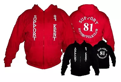 Buy SUPPORT 81 KENT HELLS ANGELS ENGLAND Zip Up Hoody Hoodie Jacket BIG RED MACHINE • 50£