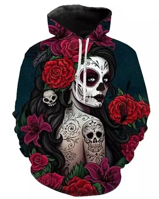 Buy Teenagers Adult Horror Skull Gothic 3D Print Hoodies Pullover NEW  • 22.99£