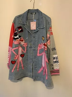 Buy Oversized Denim Jacket Pink Panther Camden Festival Boho  • 19.99£