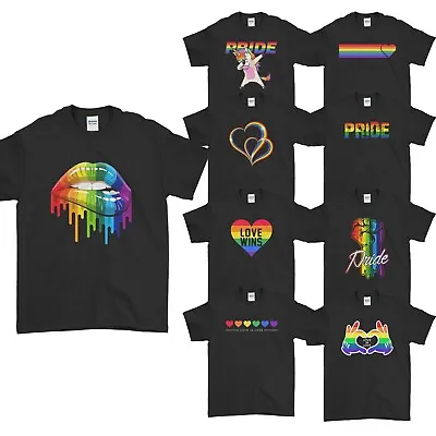 Buy LGBT Pride T-Shirt Rainbow Heart Love Wins Unicorn Gay Pride Mens Womens Tee Top • 12.99£