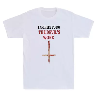 Buy Satan And Devil I Am Here To Do The Devil's Work Funny Quote Retro Men's T-Shirt • 14.99£