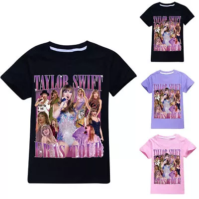 Buy Boys Girls Taylor Swiftie Print T-shirt Music Concert Fans Film Merchandise Tops • 6.66£