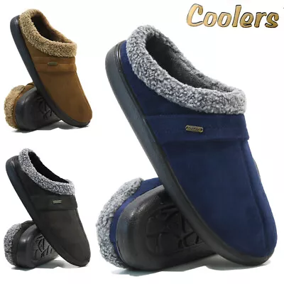 Buy Mens Coolers Slippers Fleece Lined Casual Warm Slip On Mules Winter Fur Size 12 • 9.95£