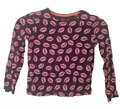 Buy Youth Division Black/Pink Girl's KISS Print Top Blouse T-shirt Size 9-10 Yrs • 9.50£