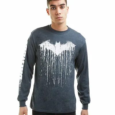 Buy Official DC Comics Mens Batman Paint Long Sleeve T-shirt Top Grey Sizes S - XXL • 13.99£