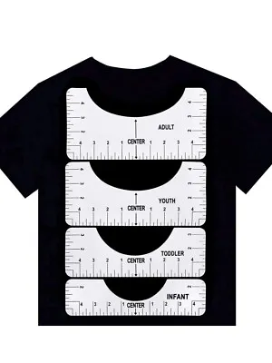 Buy T-Shirt Ruler Guide, Alignment Tools With Clothing Size Chart, 4 Rulers Included • 3.90£