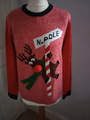 Buy Ladies NEXT UK 10 (Small 12) Red 3d Rudolph Reindeer Christmas Jumper VGUC L/S • 8.99£