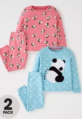 Buy Panda Pyjama Set (2 Pack) -Multi Girls Snuggle Fit Panama • 5.49£