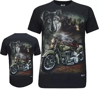 Buy Wolf Eagle Biker Native American Indian Motorbike T- Shirt,Front & Back Print   • 13.99£