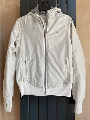 Buy Nike Cream Zip Up Hooded Fleece Lined Jacket Medium • 4.99£
