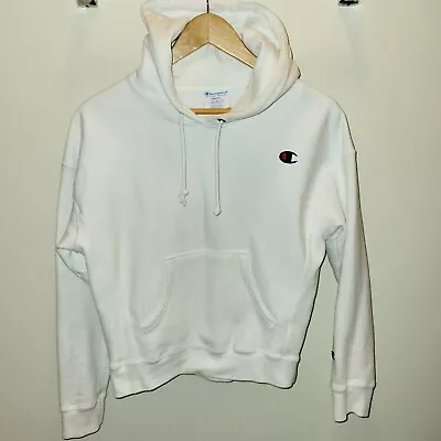 Buy Champion Reverse Weave Hoodie Sweatshirt White Pullover Jumper SMALL • 18.90£