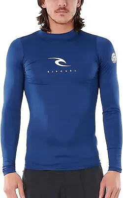 Buy Rip Curl Mens Rash Vest.new Corps Long Sleeved Blue Uv Sun Protection Top S23 • 23.74£