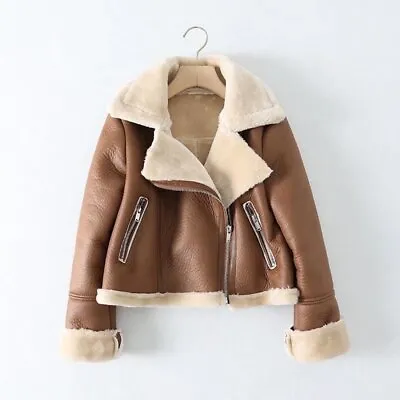 Buy Faux Leather Lapel Fur Short Jacket • 50.39£