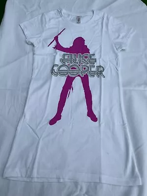 Buy White Skinny Fit Small Alice Cooper T Shirt Indie Rock Band White/pink • 10.99£