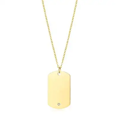 Buy Men's Gold Plated Steel Dog Tag Necklace Created With Zircondia® Crystals • 8.99£