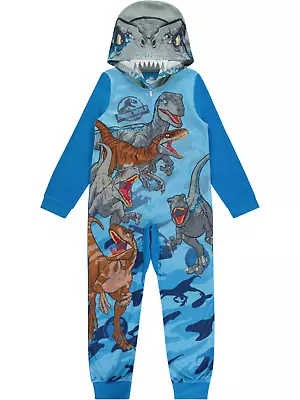 Buy Jurassic World ☆ Little & Big Boys Hooded Zip Up Pajama Coverall ☆ Sizes 4-10 • 15.61£